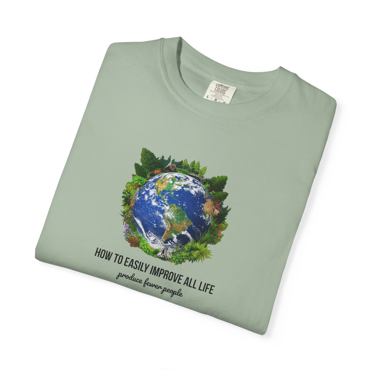 Minimalist eco quote t-shirt with planet artwork