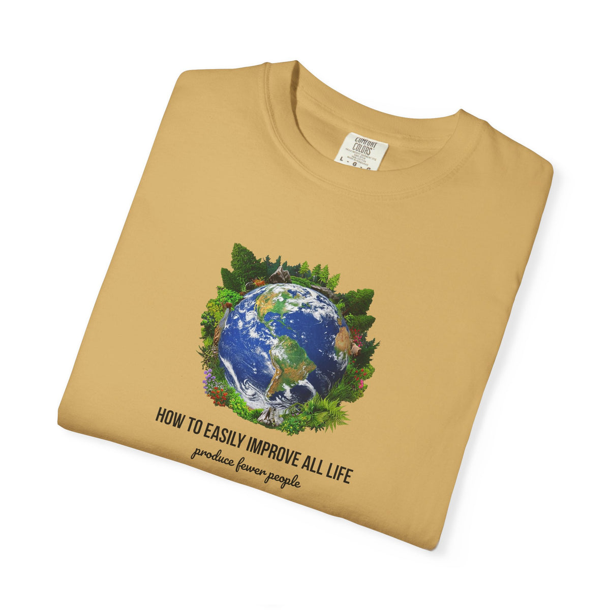 Planet Earth centered graphic tee with script typography